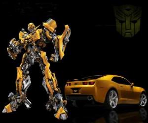 пазл Transformers, автомобиль и роботов, в которых он превращает